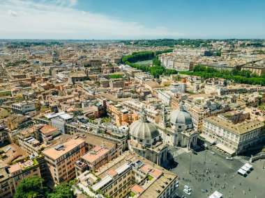 Fly above Terrazzo del Pinkie and Piazza del Popolo. Rome, Italy. High quality photo clipart