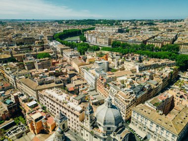 Terrazzo del Pinkie ve Piazza del Popolo 'nun üzerinden uç. Roma, İtalya. Yüksek kalite fotoğraf