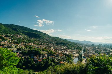 Saraybosna, Bosna-Hersek 'in genel manzarası. Yüksek kalite fotoğraf