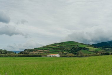 Miradouro de Santa Iria 'dan güzel bir kıyı manzarası Sao Miguel Adası, Azores, Portekiz. Yüksek kalite fotoğraf