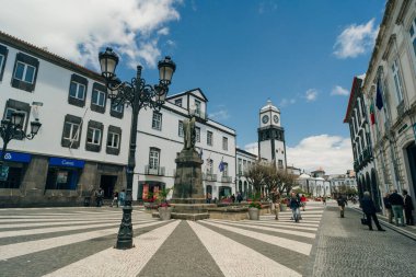 Portas da Cidade, Portekiz, Azores 'teki Sao Miguel Adası' ndaki Ponta Delgada 'nın şehir sembolü. Yüksek kalite fotoğraf