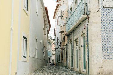 Lisboa, Portekiz. Tarihi Alfama bölgesinin merkezindeki hava manzarası. Yüksek kalite fotoğraf