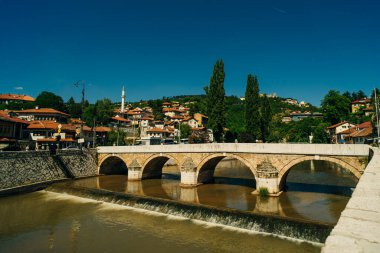 Eski kentin Bosna-Hersek 'teki Stari Grad Saraybosna manzarası. Yüksek kalite fotoğraf