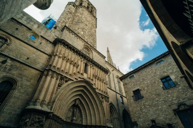 Barcelona 'daki katedral. Katalonya. İspanya 'da gotik mimari. Yüksek kalite fotoğraf