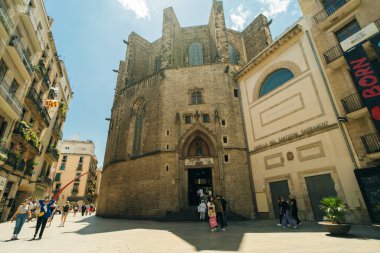 Barcelona City, İspanya 'daki Santa Maria del Mar Bazilikası. Yüksek kalite fotoğraf