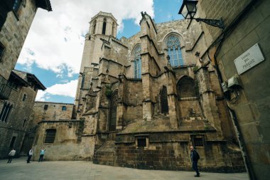 Barcelona 'daki katedral. Katalonya. İspanya 'da gotik mimari. Yüksek kalite fotoğraf