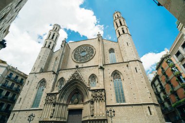 Barcelona City, İspanya 'daki Santa Maria del Mar Bazilikası. Yüksek kalite fotoğraf