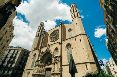 Barcelona City, İspanya 'daki Santa Maria del Mar Bazilikası. Yüksek kalite fotoğraf