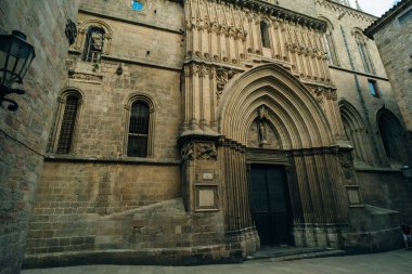 Barcelona 'daki katedral. Katalonya. İspanya 'da gotik mimari. Yüksek kalite fotoğraf