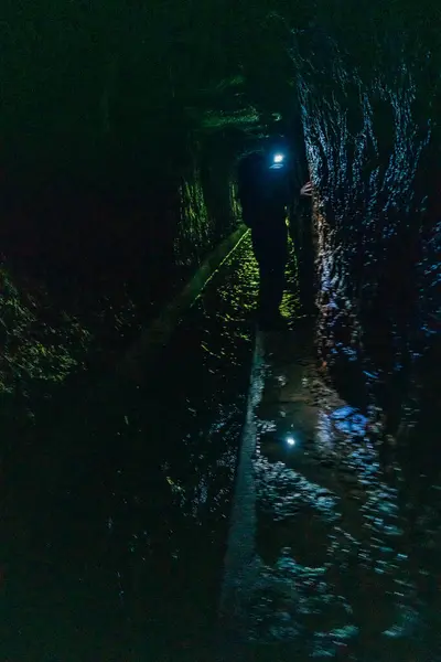 stock image Tunnel in Madeira on walk hiking trail, Levada Caldeirao Verde. High quality photo