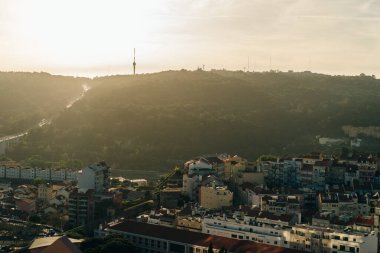 Lizbon, Portekiz, Amoreiras 360 panoramik terastan dürbünüyle. Yüksek kalite fotoğraf