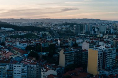 Lizbon, Portekiz, Amoreiras 360 panoramik terastan dürbünüyle. Yüksek kalite fotoğraf