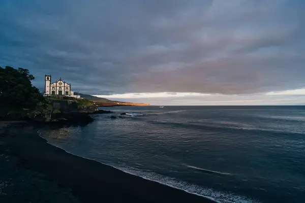 stock image Baroque church by the ocean Igreja de Sao Roque Mother Church, in Ponta Delgada, portugal - may 2 2024. High quality photo