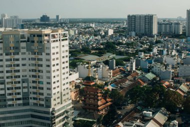 Hanoi ufuk çizgisi şehir manzarasının havadan görüntüsü. Yüksek kalite fotoğraf