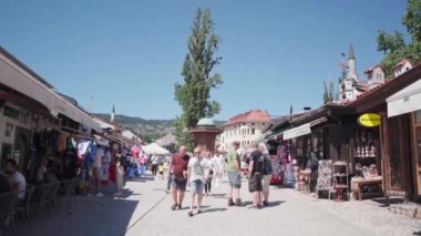 Bosna-Hersek 'in eski Saraybosna kentindeki Sebilj çeşmesi. Yüksek kalite 4k görüntü