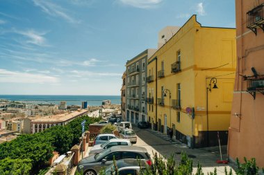 Cagliari, Sardinya İtalya 09 Eylül 2024 Sokak manzaralı. Yüksek kalite fotoğraf