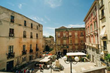 Cagliari, Sardinya İtalya 09 Eylül 2024 Sokak manzaralı. Yüksek kalite fotoğraf
