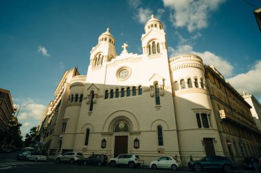 Architectural detail of Chiesa Valdese in Rome, Italy. High quality photo clipart