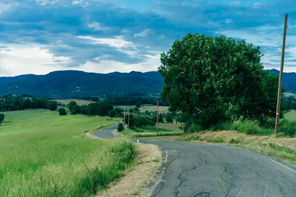 İtalya 'da Degli Dei yürüyüş parkurunda. Bologna 'dan Floransa' ya. Antik Roma yolu. Yüksek kalite fotoğraf