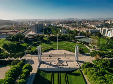 Portekiz, Lizbon 'daki Eduardo VII parkının labirent manzarası. Yüksek kalite fotoğraf