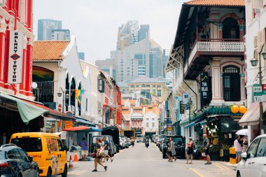 Singapur 'daki Çin Mahallesi' nde. Singapur 'da seyahat. Yüksek kalite fotoğraf