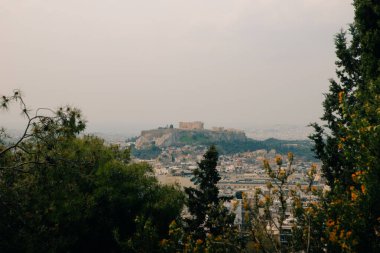 Akropolis ve Parthenon Atina 'dan alınan manzara manzaraları. Yüksek kalite fotoğraf