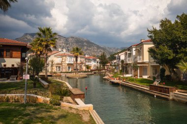 Gocek Şehir Merkezi İnsansız Hava Aracı Fotoğrafı, Gocek Mugla, Türkiye. Yüksek kalite fotoğraf