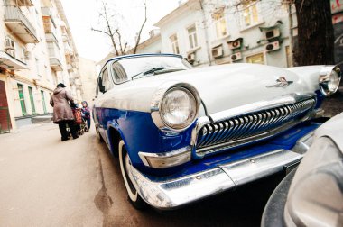 Moskow, Rusya - 11 Eylül 2024 Sovyet yapımı eski model Volga GAZ 21. Yüksek kalite fotoğraf