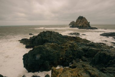 Busan 'daki Oryukdo hava yürüyüşünden görüntü. Yüksek kalite fotoğraf