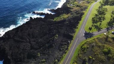 Hava manzaralı Kalapana Seaview Evleri, büyük ada, Hawaii. Yüksek kalite 4k görüntü