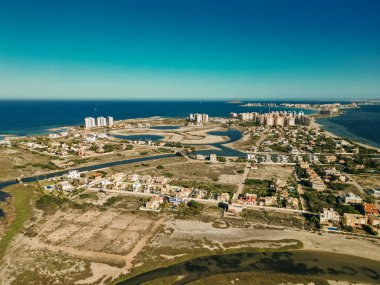 Aerial view of La Manga del Mar Menor, Region of Murcia, Spain. High quality photo clipart