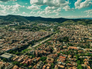 Aerial view of typical houses at Eixample residential district. Barcelona, Catalonia. High quality photo clipart