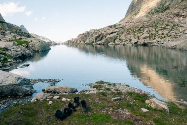 Mangades lake as seen from the trail to Restanca refuge, Aiguestortes Estany de Sant Maurici National Park, Pyrenees, Spain, Europe. High quality photo clipart