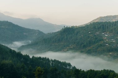 Nepal 'de teraslı çiftçilik. Annapurna Circuit Trek sırasında Himalayalar, Annapurna Conservation Area, Nepal 'de bir teraslı tepede. Yüksel. Tarım kavramı. Yüksek kalite fotoğraf