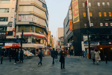 The people of Korea and the scene in downtown Seoul. High quality photo clipart