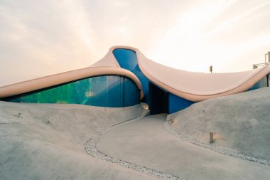 Osaka-Kansai, Japonya - 2 Mayıs 2025 Osaka fuarındaki pavyonun görüntüsü. Yüksek kalite fotoğraf