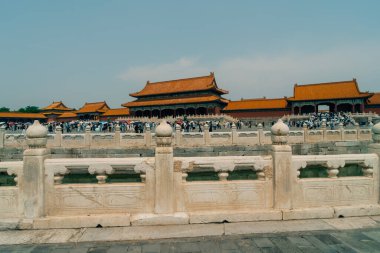 Çin 'in merkezindeki Pekin' deki Yasak Şehir Müzesi 'nin içindeki saraylar ve pagodalar. Yüksek kalite fotoğraf