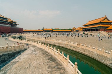 Çin 'in merkezindeki Pekin' deki Yasak Şehir Müzesi 'nin içindeki saraylar ve pagodalar. Yüksek kalite fotoğraf
