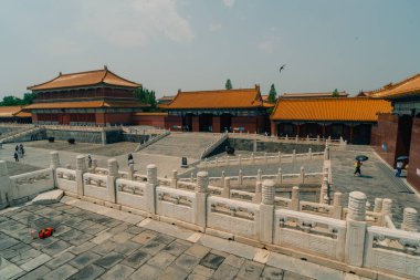 Çin 'in merkezindeki Pekin' deki Yasak Şehir Müzesi 'nin içindeki saraylar ve pagodalar. Yüksek kalite fotoğraf