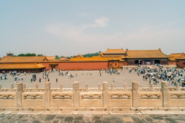 Çin 'in merkezindeki Pekin' deki Yasak Şehir Müzesi 'nin içindeki saraylar ve pagodalar. Yüksek kalite fotoğraf