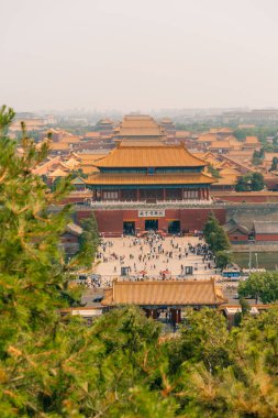 Pekin, Çin, Asya 'daki Jingshan Parkı' nın zirvesinden Yasak Şehir manzarası. Yüksek kalite fotoğraf
