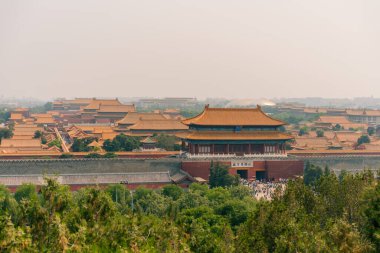 Pekin, Çin, Asya 'daki Jingshan Parkı' nın zirvesinden Yasak Şehir manzarası. Yüksek kalite fotoğraf