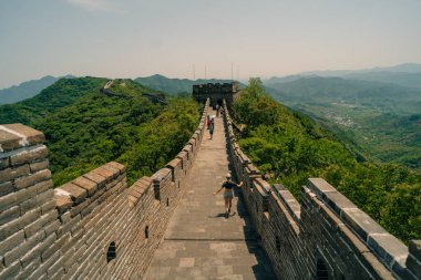 Çin 'in Pekin yakınlarındaki Mutianyu' daki Çin Seddi. Yüksek kalite fotoğraf