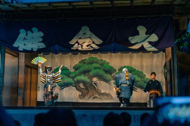 Kyoto, Japonya - 3 Mayıs 2025 Senbon Enma-do Dainenbutsu Kyogen. Yüksek kalite fotoğraf
