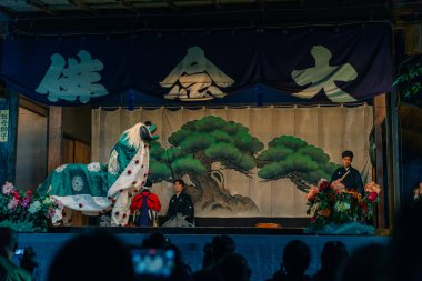 Kyoto, Japonya - 3 Mayıs 2025 Senbon Enma-do Dainenbutsu Kyogen. Yüksek kalite fotoğraf