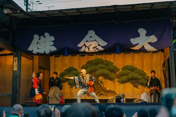 Kyoto, Japonya - 3 Mayıs 2025 Senbon Enma-do Dainenbutsu Kyogen. Yüksek kalite fotoğraf