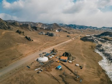 Gorkhi-Terelj Ulusal Parkı 'ndaki kaplumbağa kayasının hava görüntüsü. Moğolistan. Yüksek kalite fotoğraf