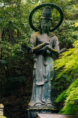 Shikoku, Japonya - 2 Mayıs 2025 Iyadani Tapınağı No. 71 Bodhisattva Heykeli. Yüksek kalite fotoğraf