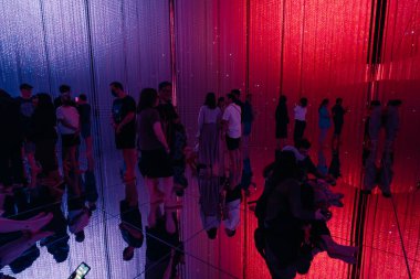 Tokyo, Japonya - 2 Ağustos 2025 Tokyo 'daki Laboratuar Gezegenleri Sanat Müzesi. Yüksek kalite fotoğraf