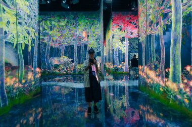 Tokyo, Japonya - 3 Ağustos 2025 Tokyo 'daki Laboratuar Gezegenleri Sanat Müzesi. Yüksek kalite fotoğraf